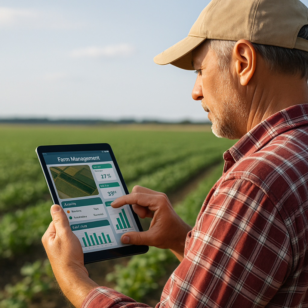 Farm management app on smartphone
