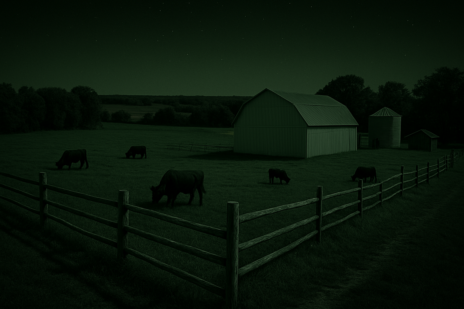 Night Vision view over a pasture