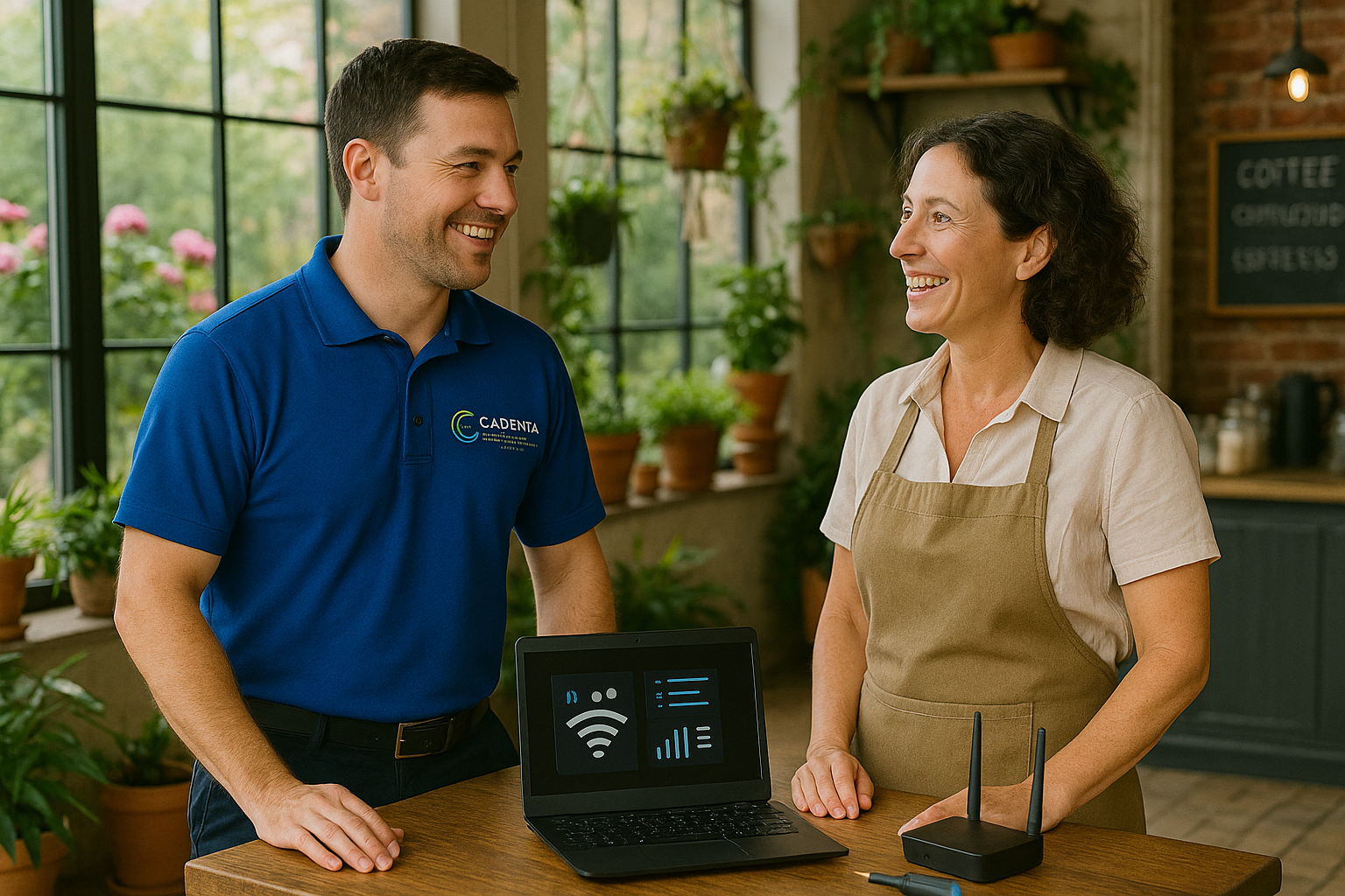 Cadenza technician visiting local business