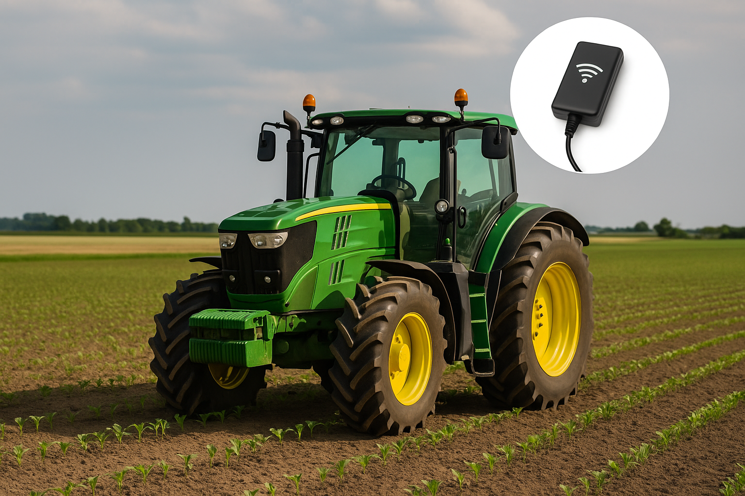 Tractor with GPS tracker
